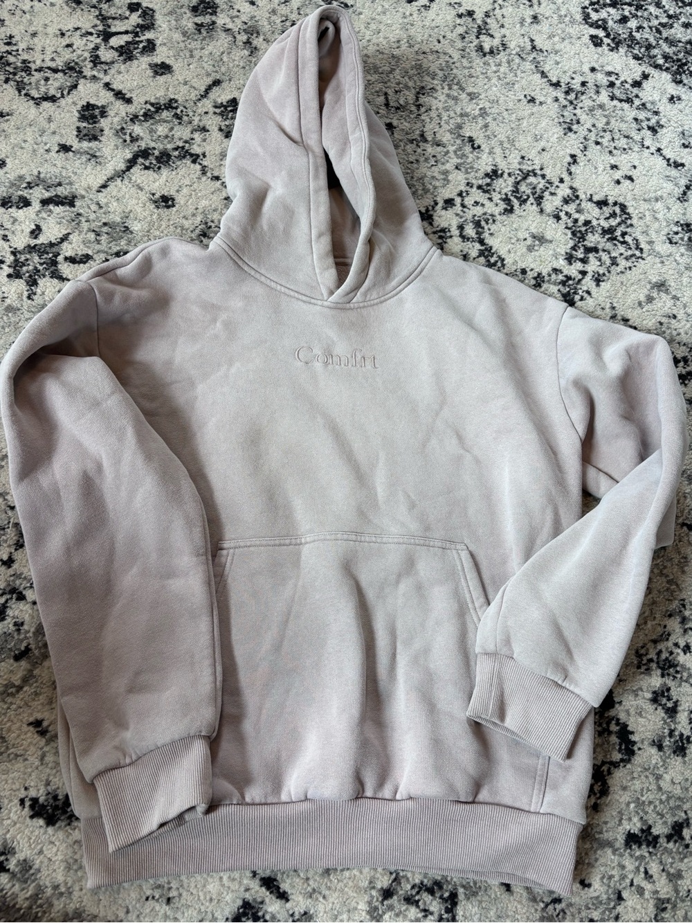 Comfort Embroidered Hooded Sweatshirt Sand Beige Taupe Small